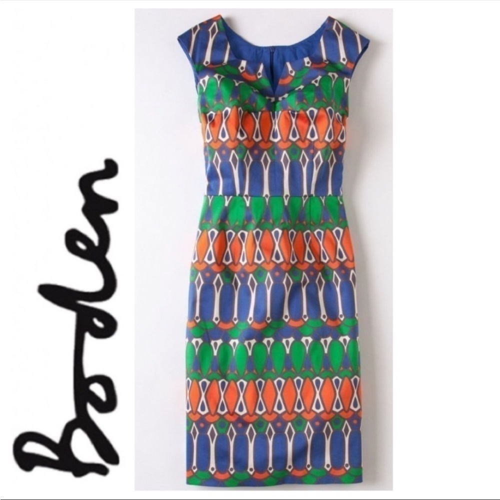Boden Newburyport Cotton Sateen Sheath Dress size 12L Spring Lined EUC